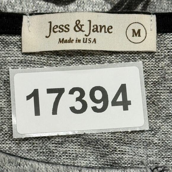 Jess & Jane Samba Top Womens Medium Gray Black Artsy Lagenlook Stretch USA - Picture 9 of 9